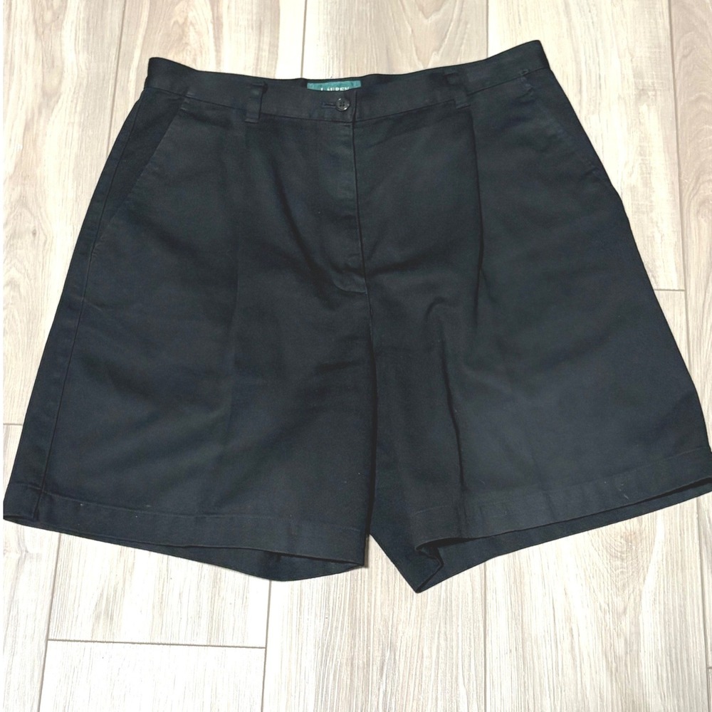 Lauren Ralph Lauren Womens Black Cotton Chino Shorts High Rise Size 10